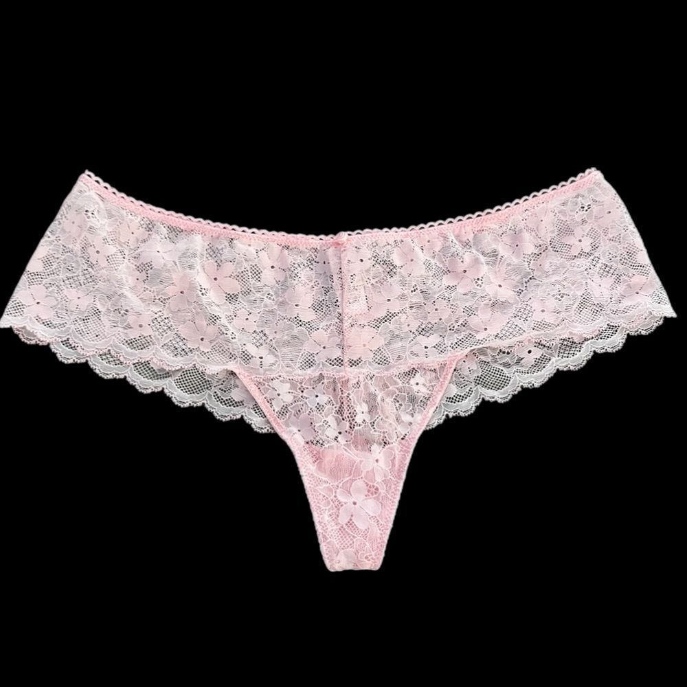 Victoria’s Secret Dream Angels Floral lace Wide Side Thong panty Pink Xlarge